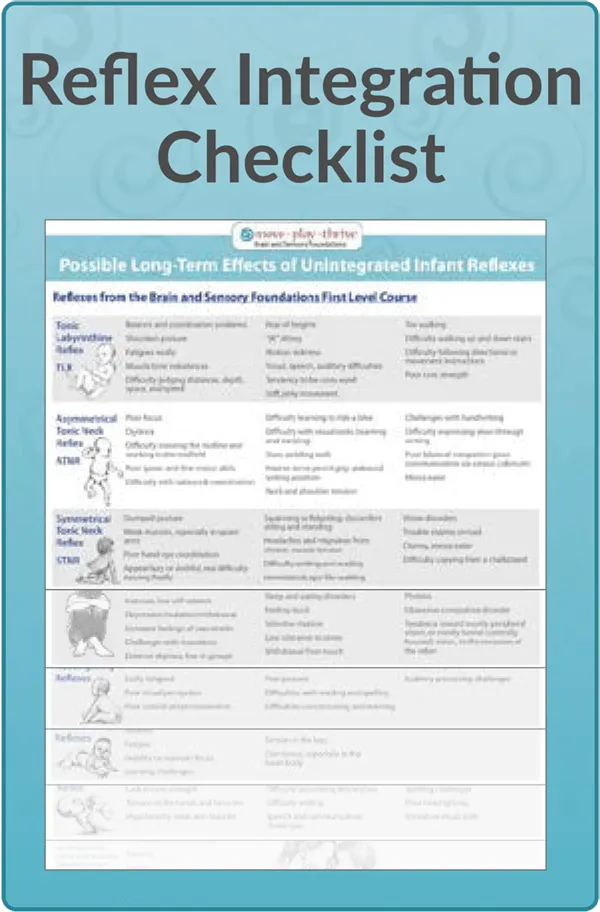 Chart of possible long-term effects from unintegrated primitive reflexes.