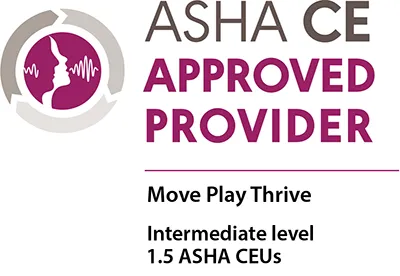 ASHA logo showing approval for Speech Language professionals, continuing education course, Brain and Sensory Foundations